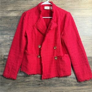 Chico's Vibrant Red Textured Blazer